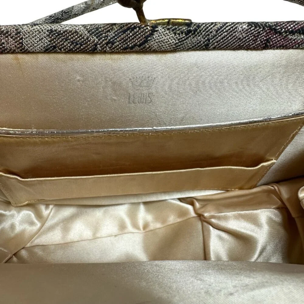 Vintage 50's/60's Lewis Sparkling Floral Print Evening Bag Handbag with Comb